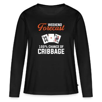 Cribbage weekend forecast funny cribbage - T-shirt manches longues Premium bio Femme - noir - Devant - Julia (174cm)