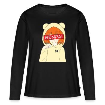 Anime Senpai Anime Fans Anime Style Anime Tenue - T-shirt manches longues Premium bio Femme - noir - Devant - Julia (174cm)