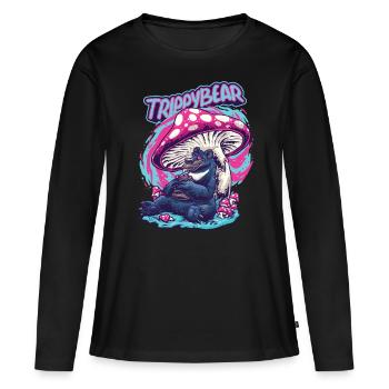 Magic Mushrooms Psychédélique Funny Trippybear - T-shirt manches longues Premium bio Femme - noir - Devant - Julia (174cm)