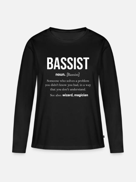 Bassist Gitarrist Basser Kontrabass Geschenk Bass - Frauen Premium Bio Langarmshirt - Schwarz