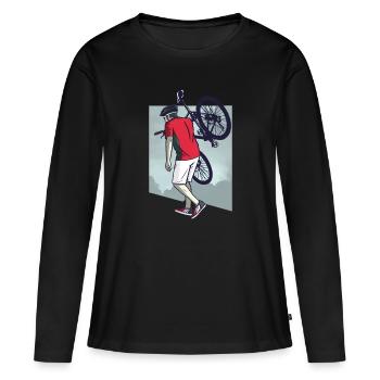 Vélo Vélo Vélo - T-shirt manches longues Premium bio Femme - noir - Devant - Julia (174cm)