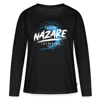 SURFING NAZARE LIFE OR DEATH - T-shirt manches longues Premium bio Femme - noir - Devant - Julia (174cm)