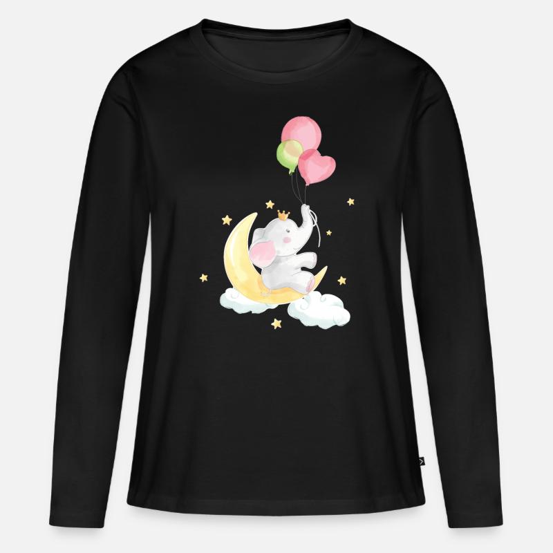 Süßes Elefanten Baby - Frauen Premium Bio Langarmshirt - Schwarz