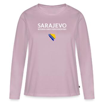 Sarajevo, Bosnie-Herzégovine - T-shirt manches longues Premium bio Femme - rose poudré - Devant - Julia (174cm)