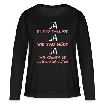Mutter Mama von Zwillingen Zwillingsmama Mama - Frauen Premium Bio Langarmshirt - Schwarz - Vorne - Julia (174cm)