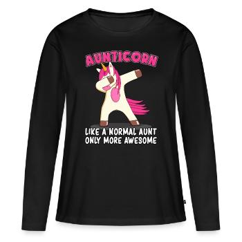Aunticorn Tante Marraine Dabbing Unicorn Licorne - T-shirt manches longues Premium bio Femme - noir - Devant - Julia (174cm)