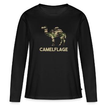 Camelflage, Funny Camel pun - Frauen Premium Bio Langarmshirt - Schwarz - Vorne - Julia (174cm)