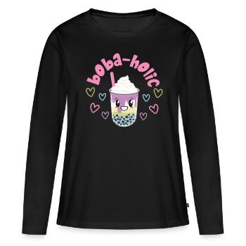 Bubble Tea - T-shirt manches longues Premium bio Femme - noir - Devant - Julia (174cm)