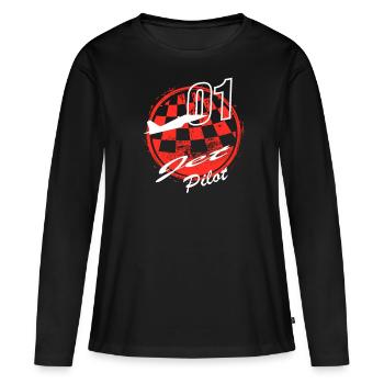JET PILOT - T-shirt manches longues Premium bio Femme - noir - Devant - Julia (174cm)