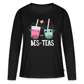 Bubble Tea - T-shirt manches longues Premium bio Femme - noir - Devant - Julia (174cm)
