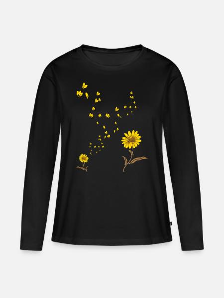 Sonnenschein Blumenblüte Sonnenblume - Frauen Premium Bio Langarmshirt - Schwarz
