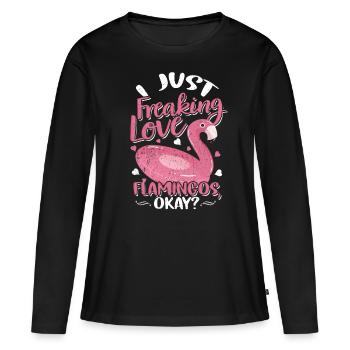Flamingo - T-shirt manches longues Premium bio Femme - noir - Devant - Julia (174cm)