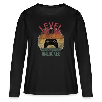 Level 40 unlocked - Frauen Premium Bio Langarmshirt - Schwarz - Vorne - Julia (174cm)