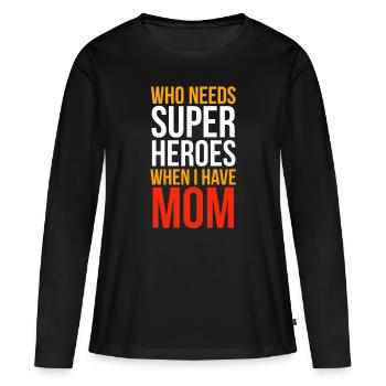 Fête des mères, Fête des mères, Fête des mères, Fête des mères - T-shirt manches longues Premium bio Femme - noir - Devant - Julia (174cm)
