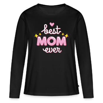 Fête des Mères cadeau meilleur maman cadeau de fête des mères - T-shirt manches longues Premium bio Femme - noir - Devant - Julia (174cm)