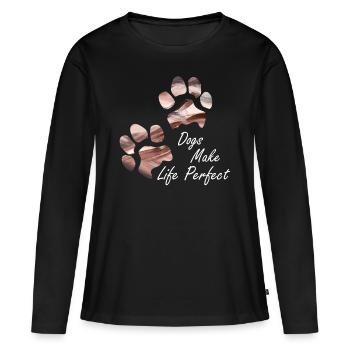Empreintes de pattes pattes pattes chien chien - T-shirt manches longues Premium bio Femme - noir - Devant - Julia (174cm)