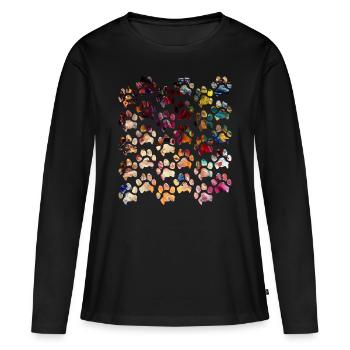 Empreintes de pattes pattes pattes chien chien - T-shirt manches longues Premium bio Femme - noir - Devant - Julia (174cm)