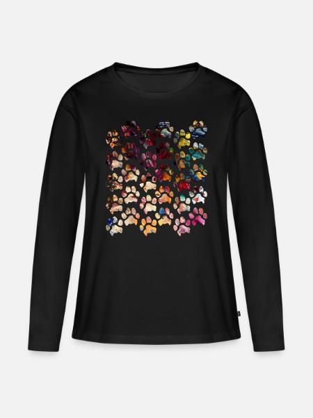 Pfotenabdrücke Hundepfote Pfoten Hund Hunde - Frauen Premium Bio Langarmshirt - Schwarz