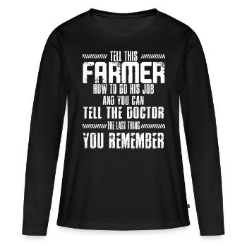 Agriculture agriculture agriculteurs agriculteurs agriculteurs - T-shirt manches longues Premium bio Femme - noir - Devant - Julia (174cm)