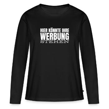 Werbung - Frauen Premium Bio Langarmshirt - Schwarz - Vorne - Julia (174cm)