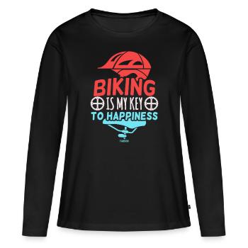 Biking vélo vélo VTT Sport - T-shirt manches longues Premium bio Femme - noir - Devant - Julia (174cm)