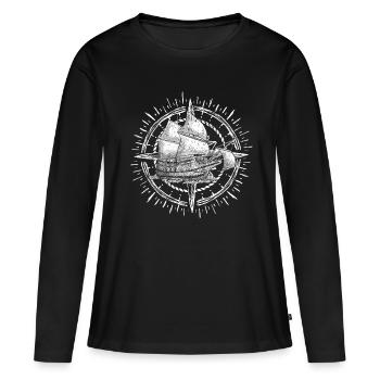 Voile Tshirt Sailing catamaran bateau pour la régate - T-shirt manches longues Premium bio Femme - noir - Devant - Julia (174cm)