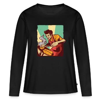 Barbecue homme Barbecue - T-shirt manches longues Premium bio Femme - noir - Devant - Julia (174cm)