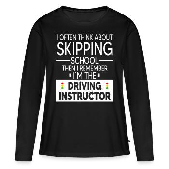 Auto-école Auto-conduite Permis de conduire Moniteur de conduite - T-shirt manches longues Premium bio Femme - noir - Devant - Julia (174cm)
