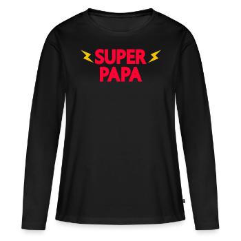 SUPER PAPA VATERTAGSGESCHENK MANN HELD HERO DADDY - Frauen Premium Bio Langarmshirt - Schwarz - Vorne - Julia (174cm)