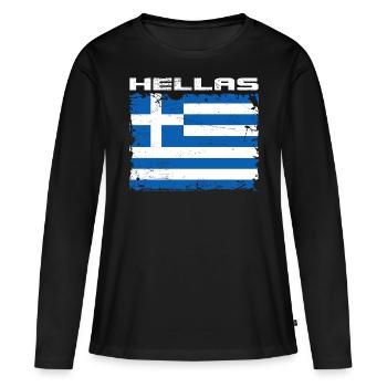 Grèce Drapeau Hellas - T-shirt manches longues Premium bio Femme - noir - Devant - Julia (174cm)