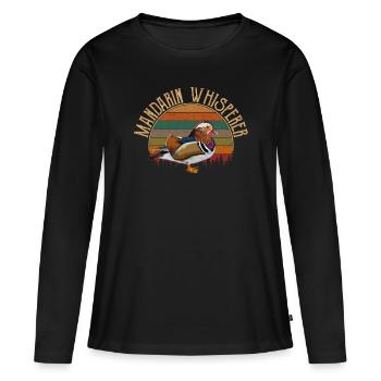 canard mandarine chuchoteur de mandarine canard mandarine - T-shirt manches longues Premium bio Femme - noir - Devant - Julia (174cm)