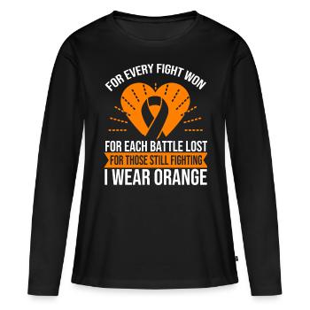 Blood Cancer I Wear Orange Leukemia Awareness - Women's Premium Organic Long Sleeve Shirt - black - Front - Julia (174cm)