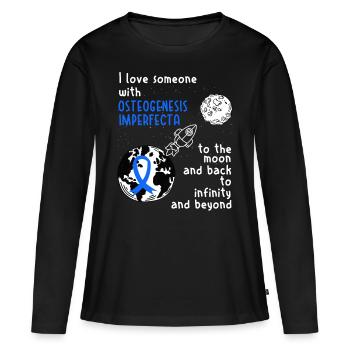 Osteogenesis Imperfecta Glasknochen Blau Schleife - Frauen Premium Bio Langarmshirt - Schwarz - Vorne - Julia (174cm)