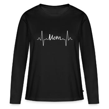 Maman Battement de Coeur - T-shirt manches longues Premium bio Femme - noir - Devant - Julia (174cm)