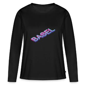 Basel - Frauen Premium Bio Langarmshirt - Schwarz - Vorne - Julia (174cm)