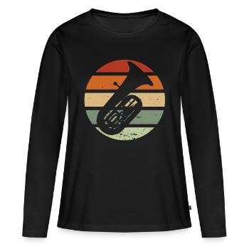 Tubaspieler Jazz Musik Vintage Musiker Tuba - Frauen Premium Bio Langarmshirt - Schwarz - Vorne - Julia (174cm)