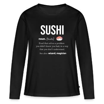 Sushi - T-shirt manches longues Premium bio Femme - noir - Devant - Julia (174cm)