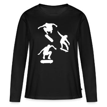 Skate skater - T-shirt manches longues Premium bio Femme - noir - Devant - Julia (174cm)
