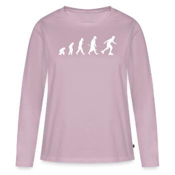 Evolution of roller blade - Frauen Premium Bio Langarmshirt - Altrosa - Vorne - Julia (174cm)