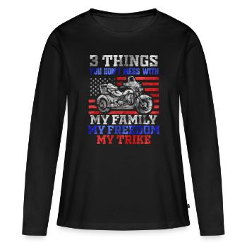 3 Choses que vous ne messes avec Freedom Family Trike - T-shirt manches longues Premium bio Femme - noir - Devant - Julia (174cm)