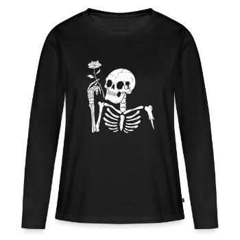 Dark Academia Fleurs - T-shirt manches longues Premium bio Femme - noir - Devant - Julia (174cm)
