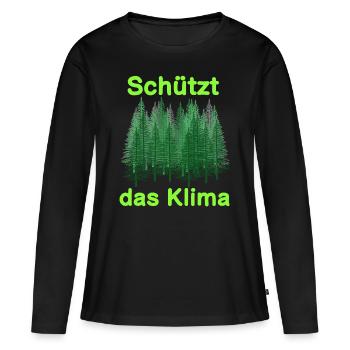 Wald Natur Wildnis Bäume Klima Naturschutz Co2 - Frauen Premium Bio Langarmshirt - Schwarz - Vorne - Julia (174cm)
