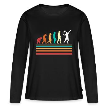 Tennis Vintage Sport Tennisspieler - Frauen Premium Bio Langarmshirt - Schwarz - Vorne - Julia (174cm)