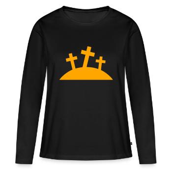 Jésus, Jésus, Jésus chrétien chrétien chrétien chrétien - T-shirt manches longues Premium bio Femme - noir - Devant - Julia (174cm)