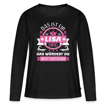 Lisa Name Vorname Namenstag Namensgeschenk - Frauen Premium Bio Langarmshirt - Schwarz - Vorne - Julia (174cm)