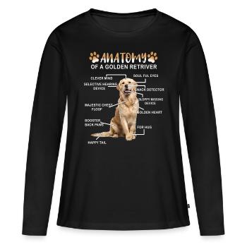 Golden Golden Retriever Hund - Frauen Premium Bio Langarmshirt - Schwarz - Vorne - Julia (174cm)