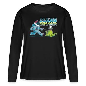 Mars - T-shirt manches longues Premium bio Femme - noir - Devant - Julia (174cm)