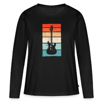 E guitare rétro - T-shirt manches longues Premium bio Femme - noir - Devant - Julia (174cm)