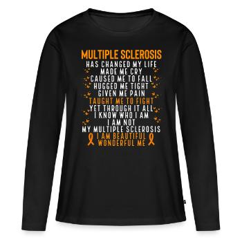 Multiple Sclerosis Awareness Orange Ribbon - Women's Premium Organic Long Sleeve Shirt - black - Front - Julia (174cm)