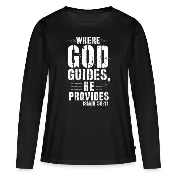 Jésus, Jésus, Jésus chrétien chrétien chrétien chrétien - T-shirt manches longues Premium bio Femme - noir - Devant - Julia (174cm)